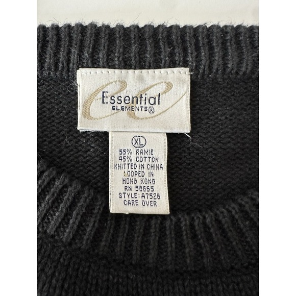 Vintage Essential Elements Women XL Black Ugly Christmas Sweater Santa Knit - Picture 3 of 6